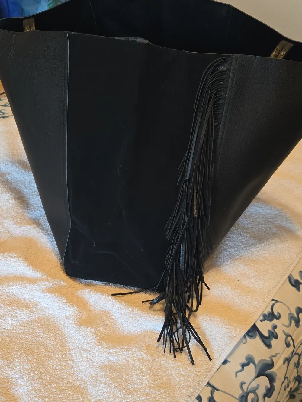 Victoria Secret Black Fringe Tote Bag